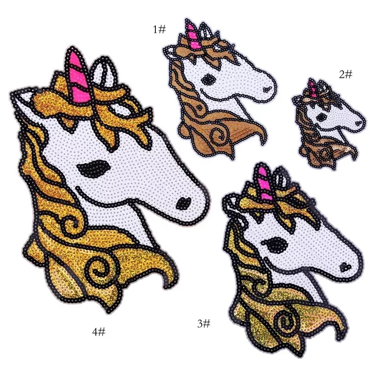 

4pcs / set cartoon Kirin gold sequins sewn iron patch jeans jacket DIY sequins Decal