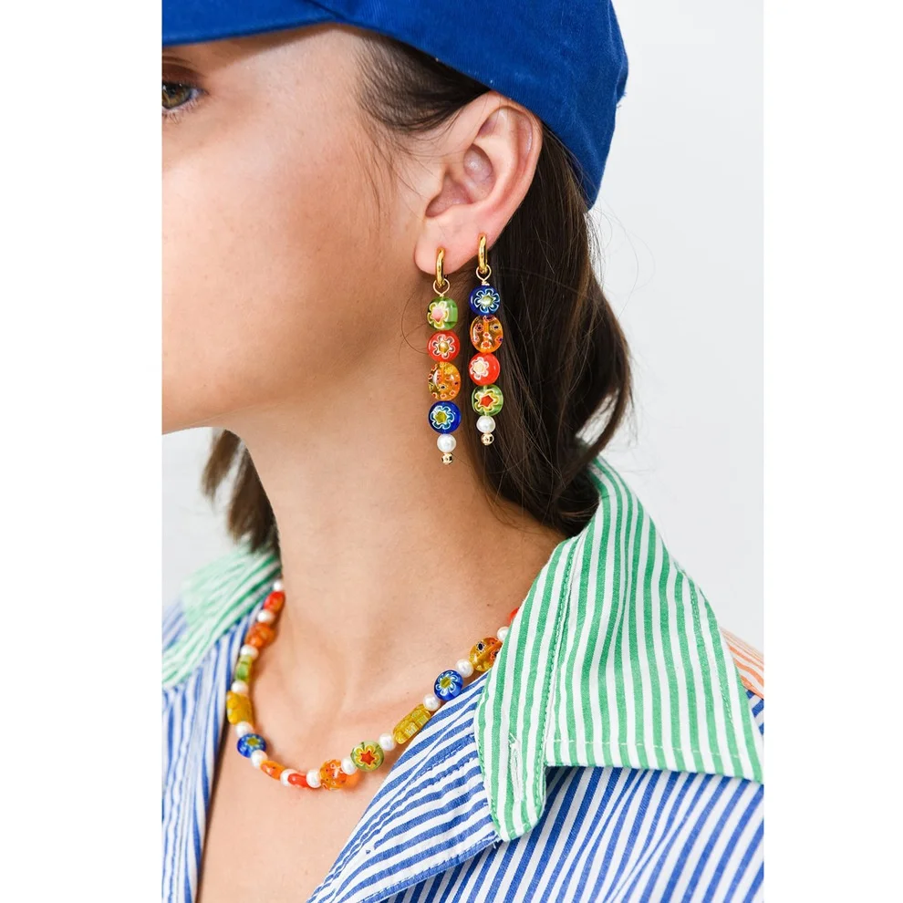 

Newest Mixed Colorful Glass Flower Bead Dangle Earrings 2021