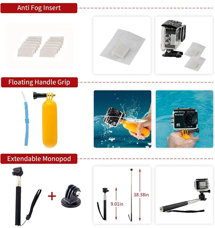 58 In 1 Gopro Accessories Set For Gopro hero 8 7 6 5 Monopod Selfie Stick Clip