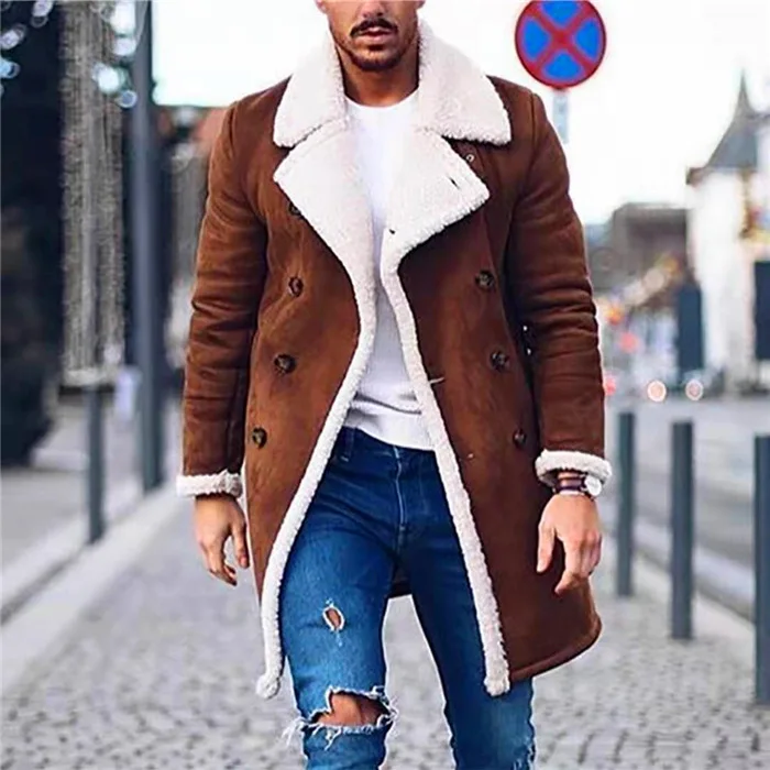 

Winter/ autumn style fleece composite suede men's jackets & coats warm plus size jackets and men's coat