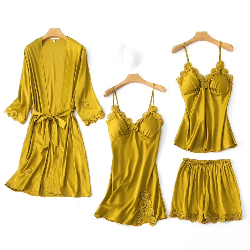 

Wholesale Sleepwear Women Peignoir Gecelik Chemise De Nuit Ropa De Dormir Pijama Set Mujer Woman Sexy Nighty For Honeymoon