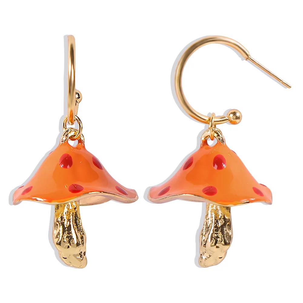 

New Cute colorful mushroom Earrings Korean Dream lovely Mori Oil Drop Earrings