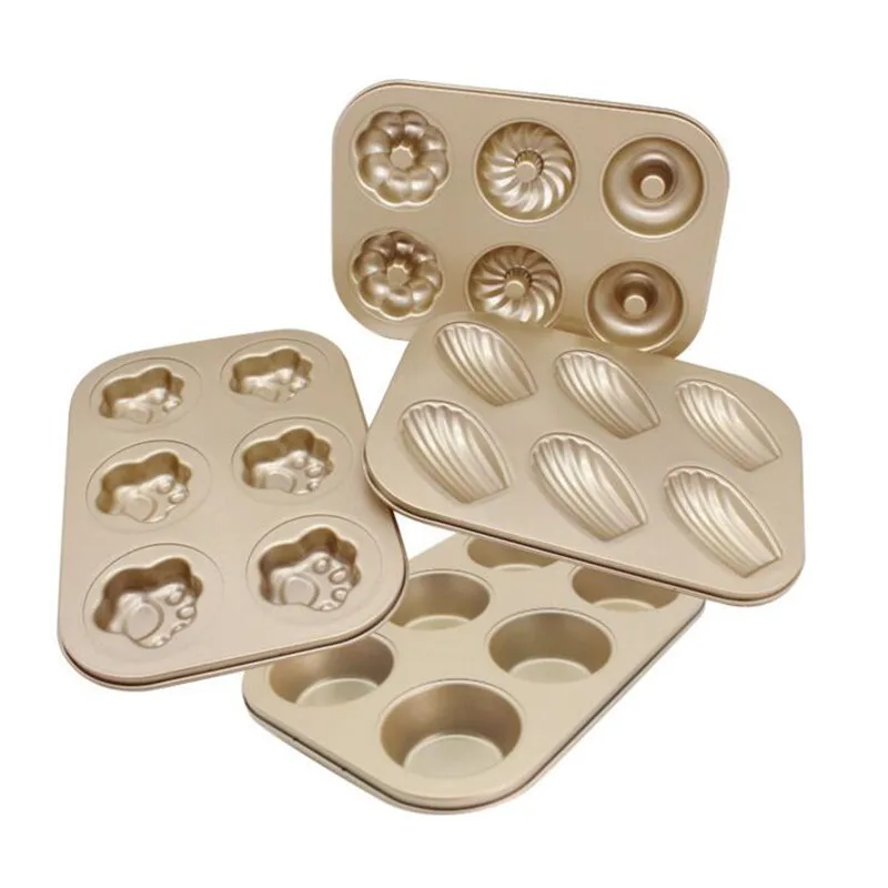 

12 Style Carbon Steel Doughnut Mold 6-12 Cups Nonstick Flower Muffin Tray Desserts Mould DIY Baking Pastry Bakeware Tools