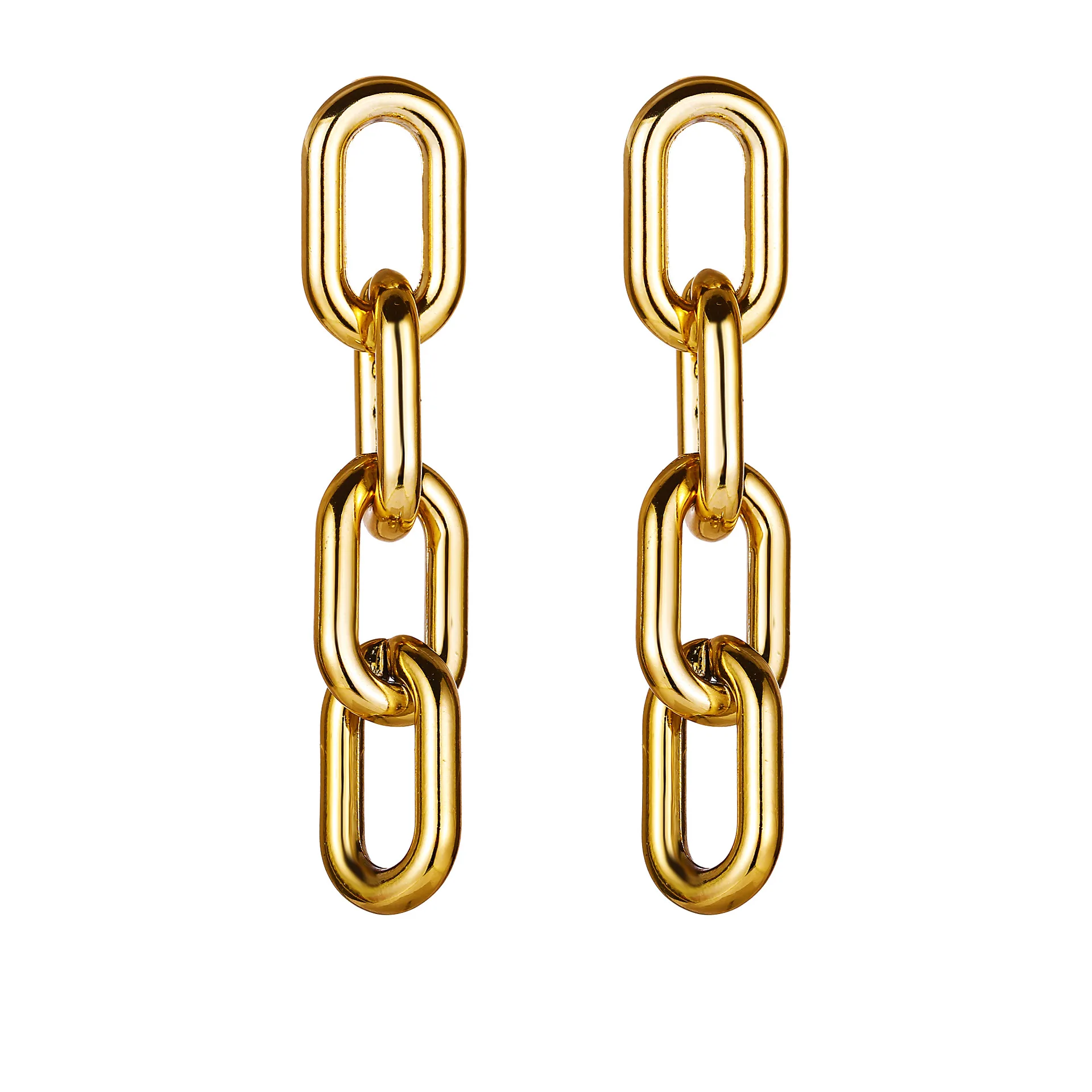 

2021 Fashion Trending Jewelry Gorgeous Women Personalized Hip Hop Long Gold Plated Chain Link Hoop Earrings Oversized