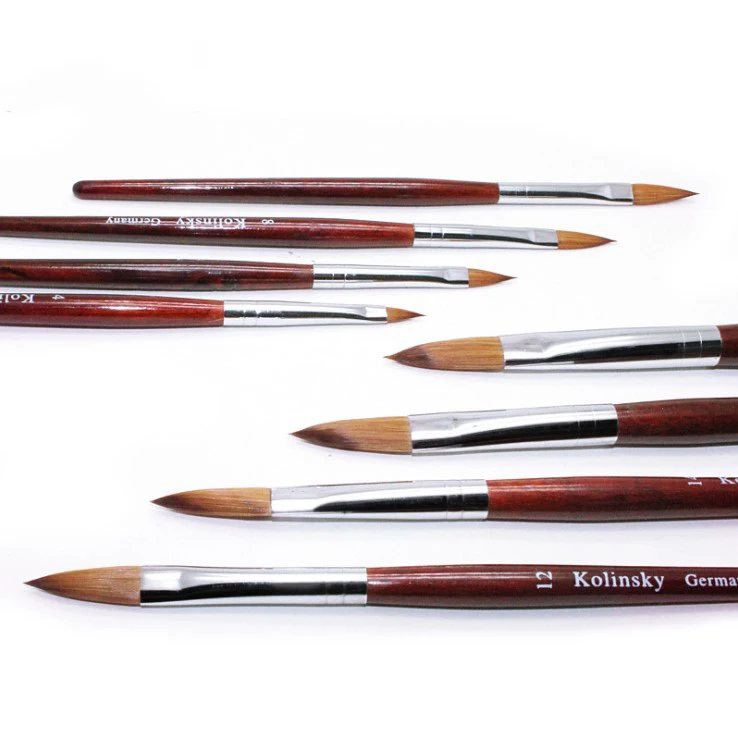 

Aokitec Red Wood Handle Phototherapy Pen Kolinsky Acrylic Crimped Art Nail Brush