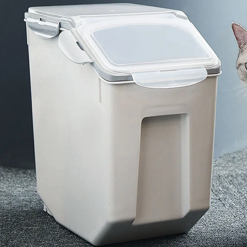 

Airtight food dispense sealed plastic pet dogs cats food storage containers rice grain storage box with flip lid & cup