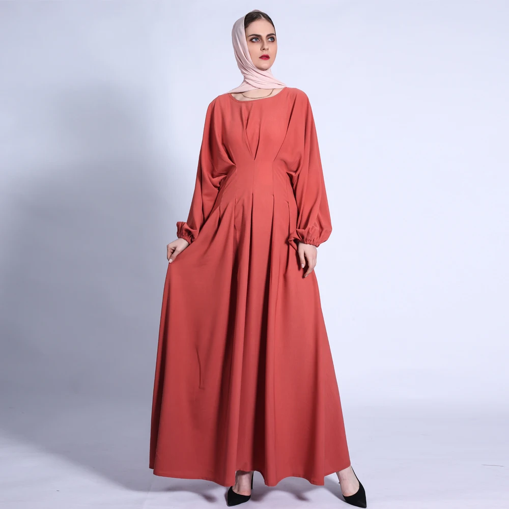 

High Quality Fashion Islamic Clothing Muslim Maxi Dress Long Dleeve Dresses Women, Black,beige,green ,gray,orange