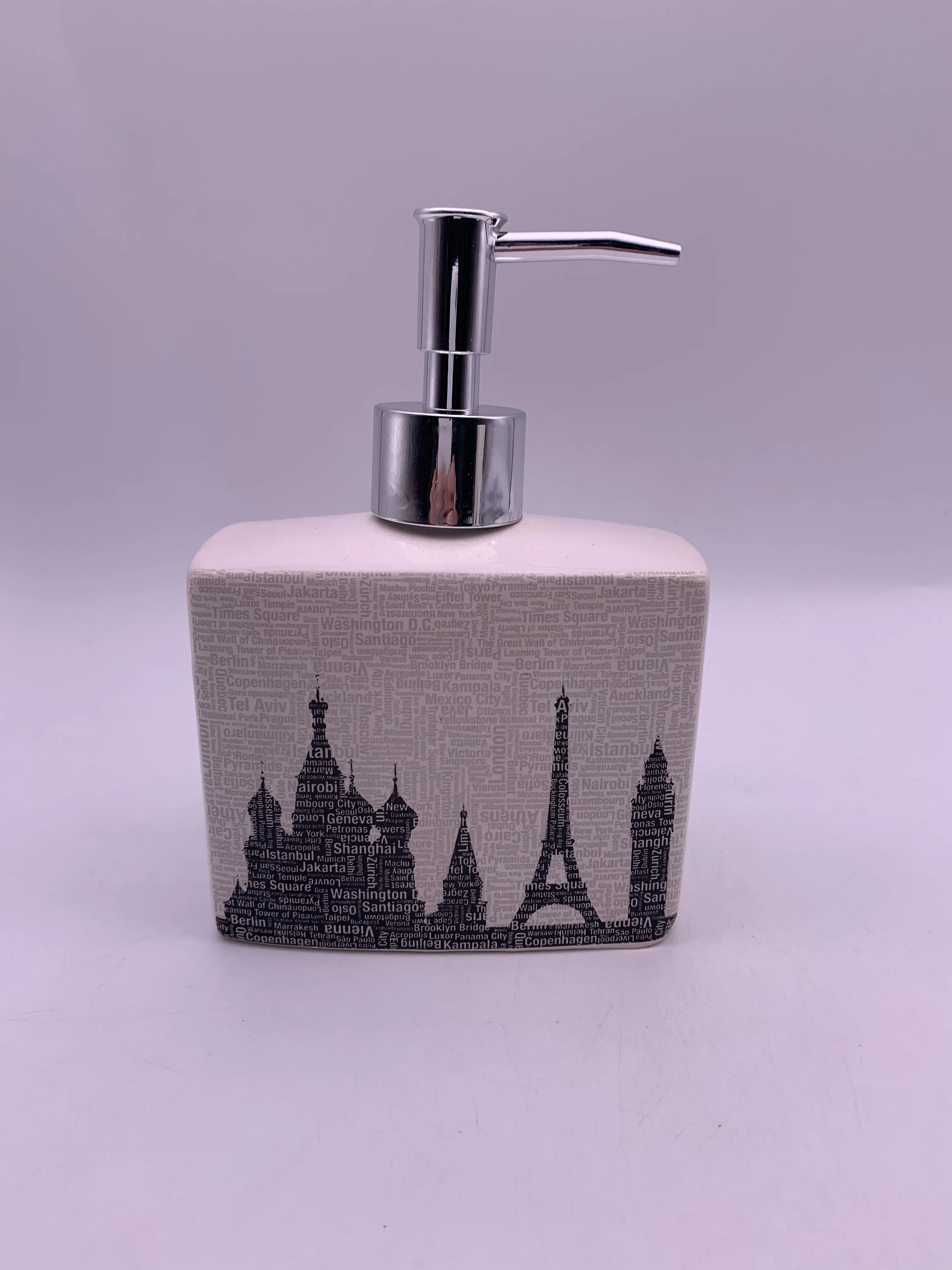 3pcs Ceramic Bath Accessories Set Include Lotion Dispenser Tumbler Soap