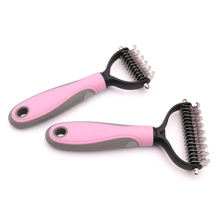 

Pet Dematting Comb Dog Open Knot Deshedding Brush Grooming Tool For Matted Long Hair Curly, Blue/pink