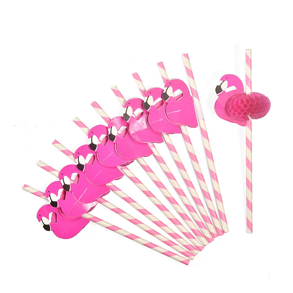 

H503 Wedding Drinking Cocktail Wine Creative Cartoon Animal Stripe Paper Straws Eco Friendly Disposable 3D Flamingo Paper Straw, Multi colour