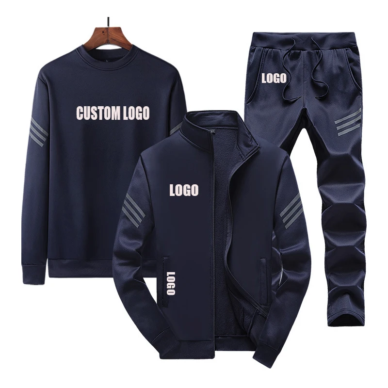 

Free Shipping Sweat suits jogger sets cotton sweatsuit 3 piece fashion clothes men fleece tracksuits custom logo joggers suits, Customized color