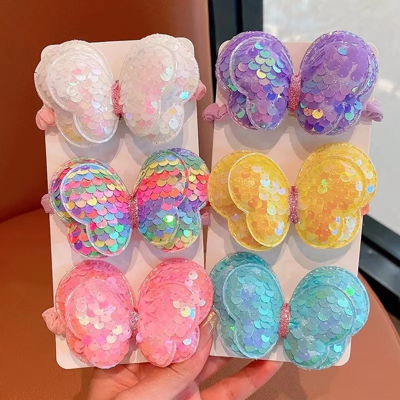 

Children's scrunchies sequin butterfly hair tie kids accessories