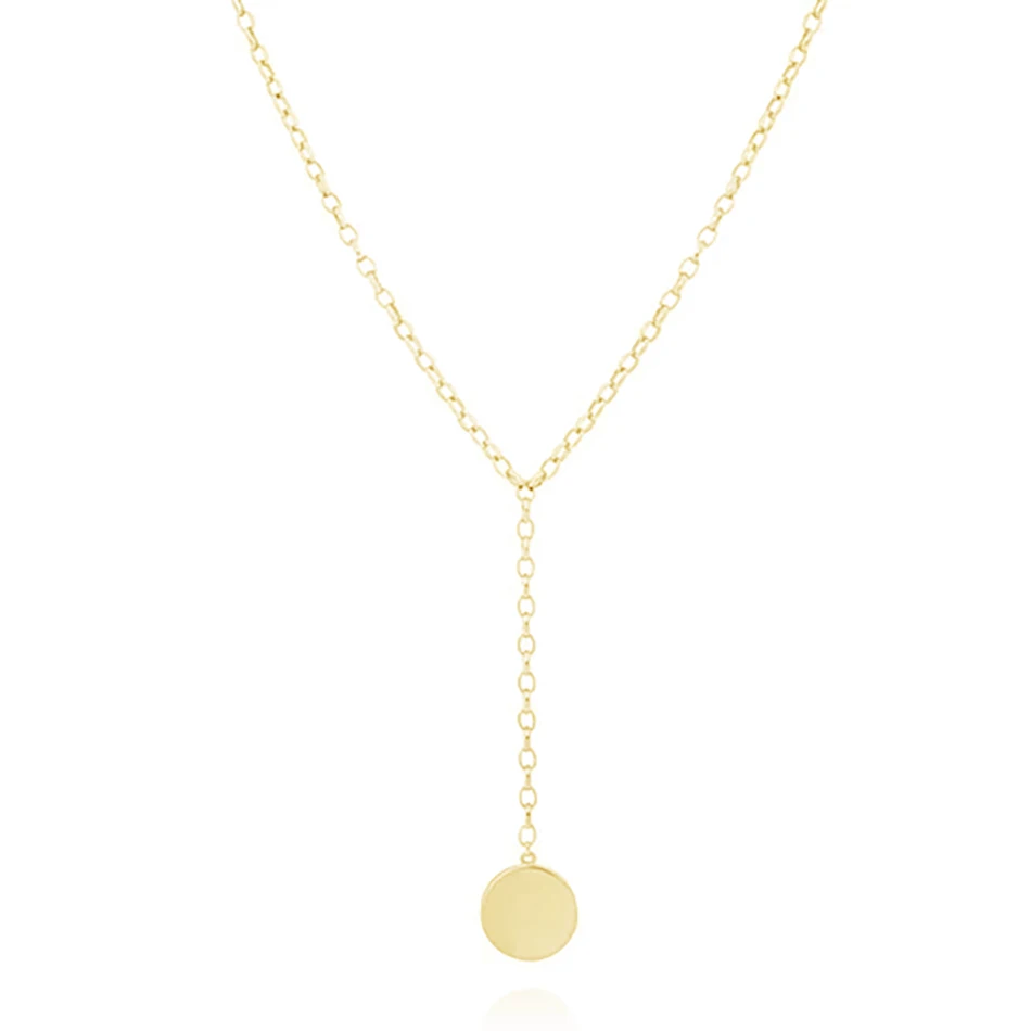 

Factory Wholesale DIY Custom Necklace 925 Sterling Silver Jewelry 18K Gold Plated Coin Dangle Necklace