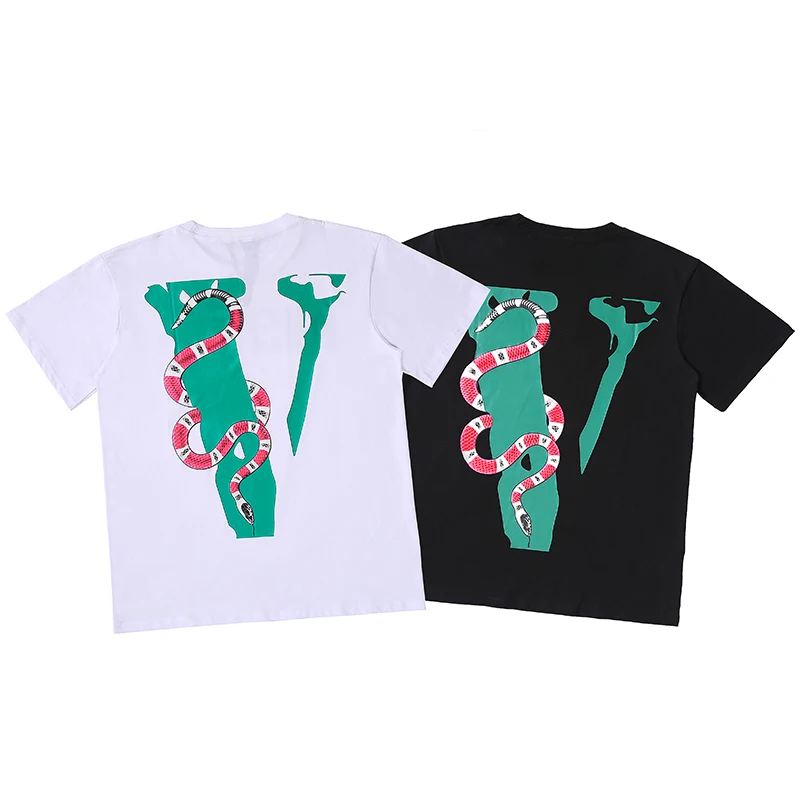 

Wholesale high quality Vlones big V letter Friends printed T-shirt men's oversize cotton T-shirt hiphop tee