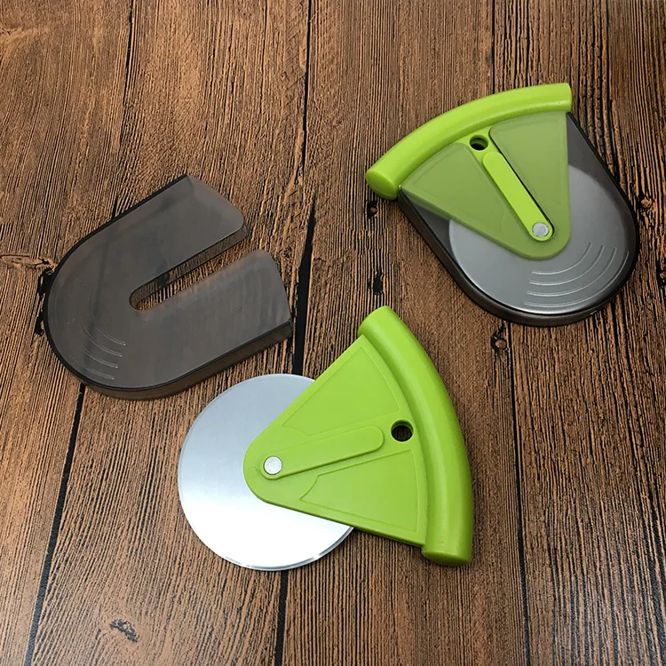 

Stainless Steel Pizza Cutters With Protective Guard-portable, Orange/pink/green