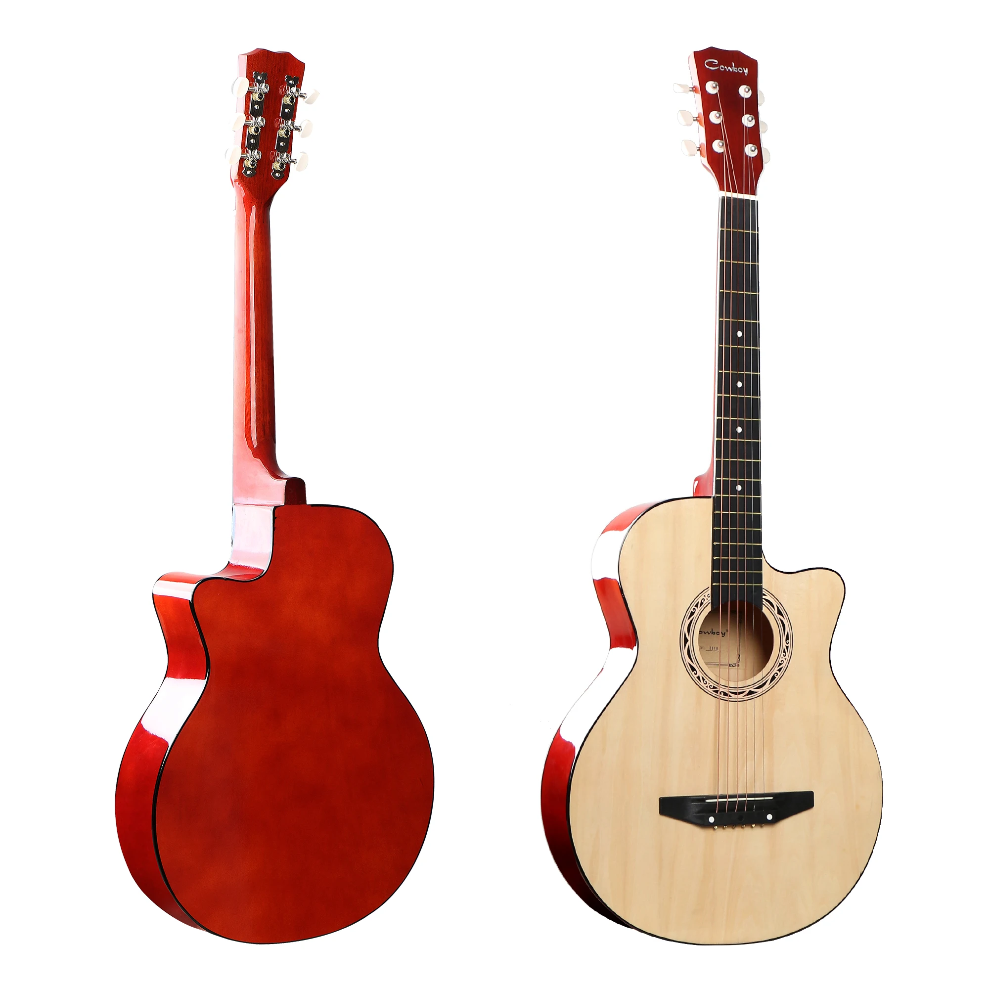 

Wholesale Cheap Price  colorful high-gloss linden top student beginner acoustic guitar, 3ts, bl, bk, n,various