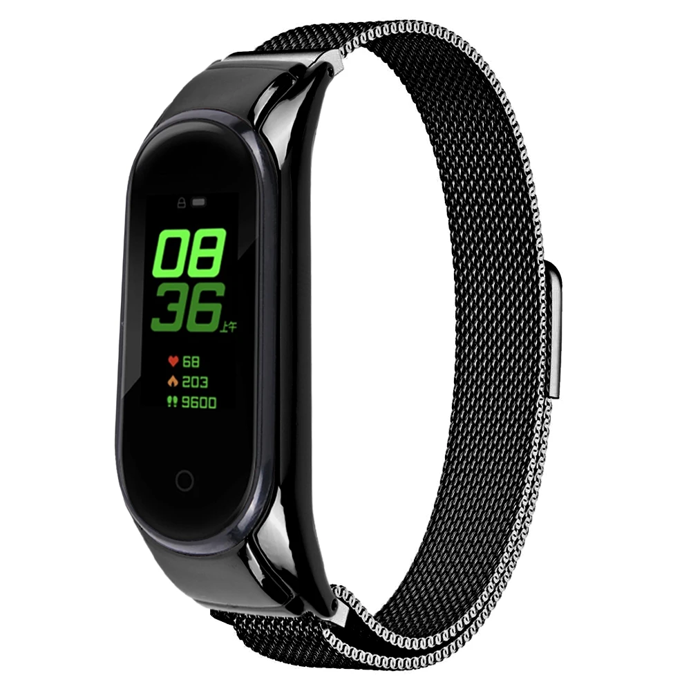 

OULUCCI wholesale Stainless Steel Wrist Bracelet Milanese Metal Strap For Mi Band 3 Wristbands For Pulseras Mi Band 3/4, Black/silver/rose pink