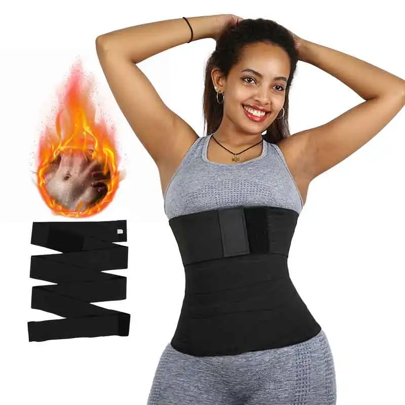 

Free Size Bandage Waist Trimmer Sweat Slimming Belt Wraps Weight Loss Sauna Belt Short Long Torso Waist Shaper For Women Men, Black