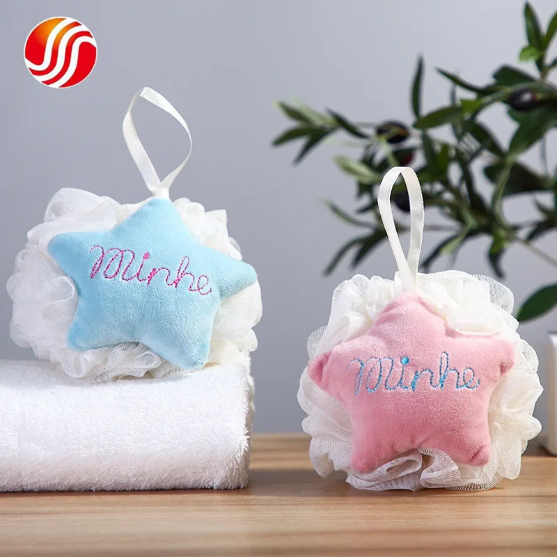 

Cute Star Designer Bathroom Ball Rub Back Bath Towel Bath Flower Loofah Shower Bath Balls Wholesale