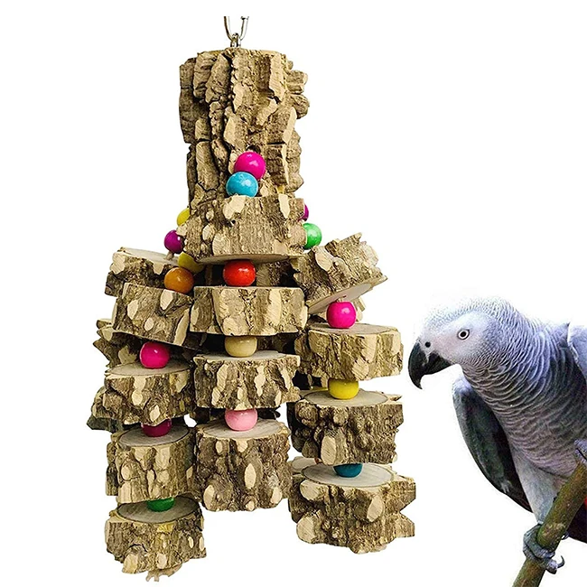 

Large Parrot Toys Natural Wood Bird Chewing Toys Parakeet cage Hammock Hanging Toy Parrot Birds