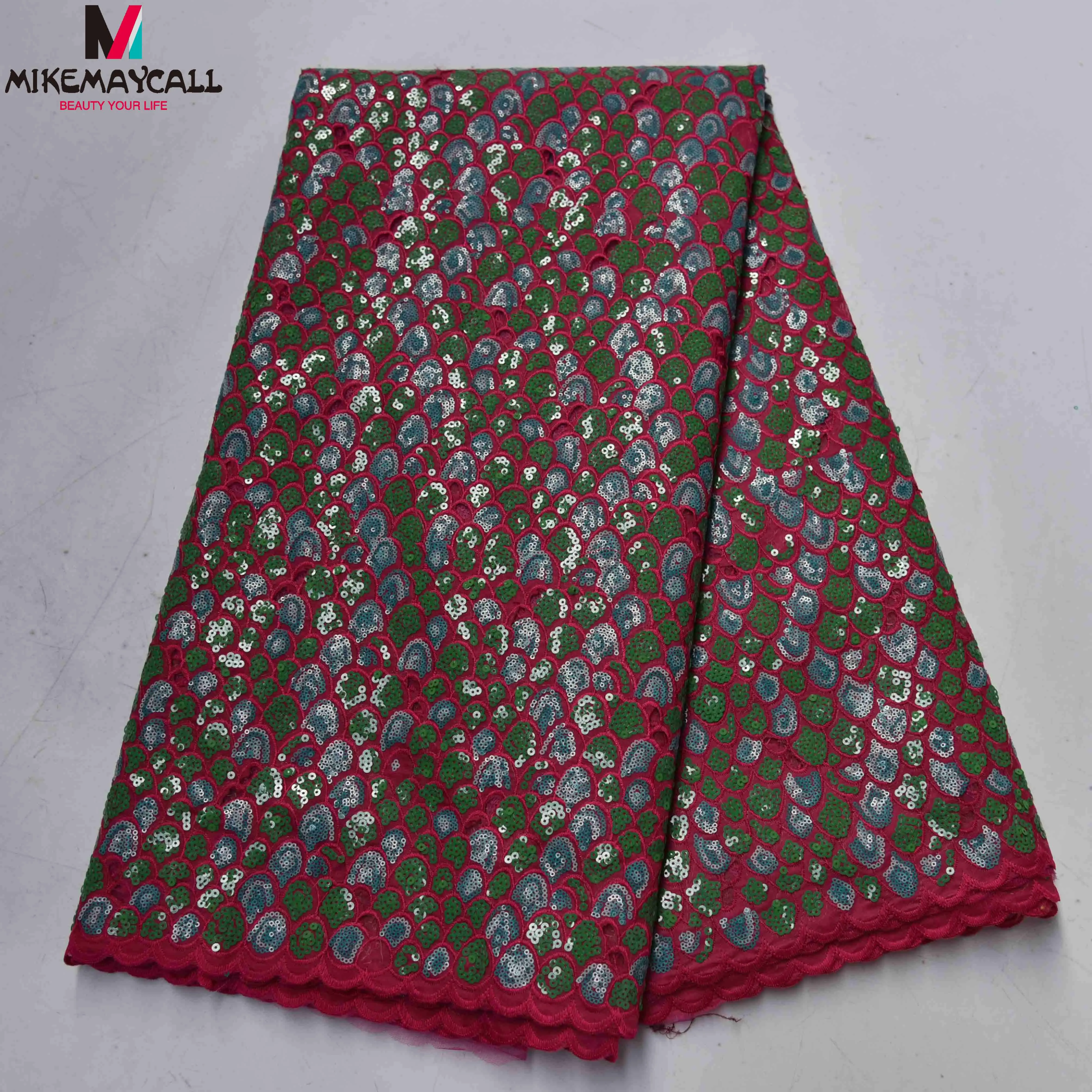 Wholesales African Swiss Organza Sequence Lace Embroidery handcut Fabrics with Sequins French Lace for Wedding