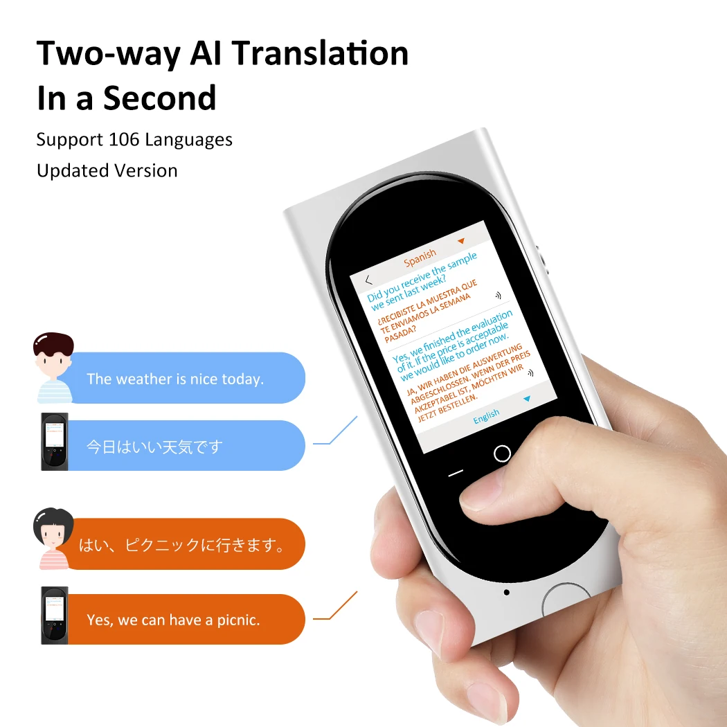 Details about   2.4'' Voice Translator Instant Smart Real Time WiFi 16 Languages Travel 