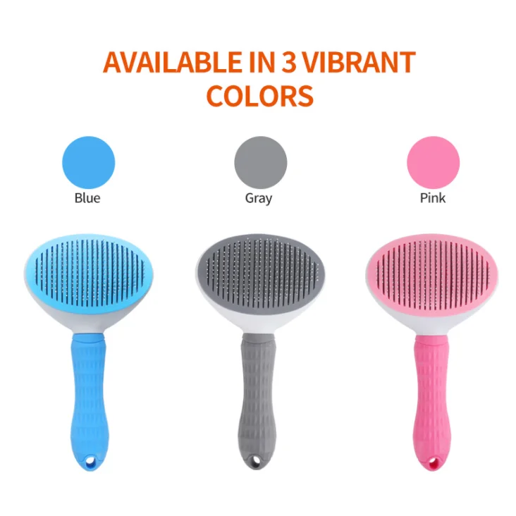 

Pet Grooming Brush Self Cleaning Dog Cat Slicker Brush Remove Dog Hairs Pet Comb, Blue, pink, grey, green