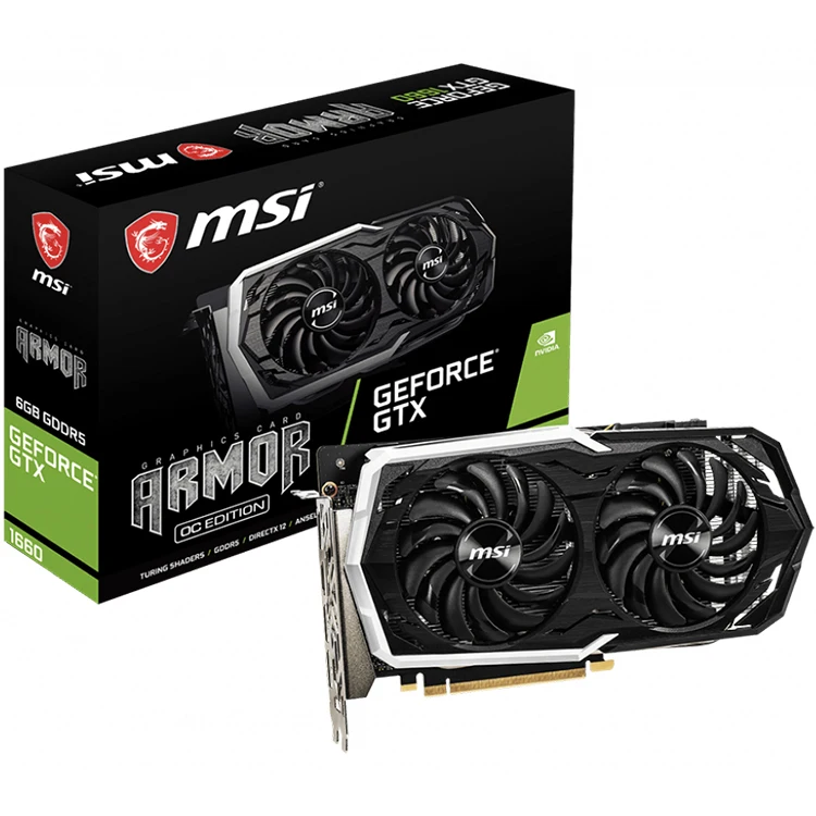 

MSI NVIDIA GeForce GTX 1660 ARMOR 6G OC Graphics Card with 6GB GDDR5 Memory DisplayPort x 3 Output Support OverClocking