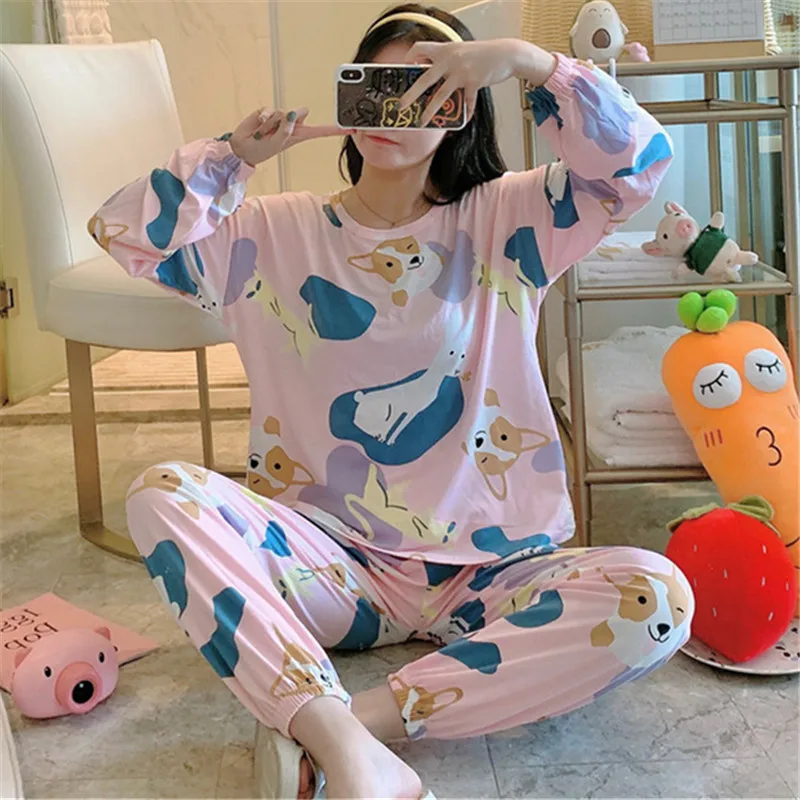 

Cute Pyjama Long Sleeve Night Wear Cartoon Animal Pajamas Pijamas Feminino Pijama