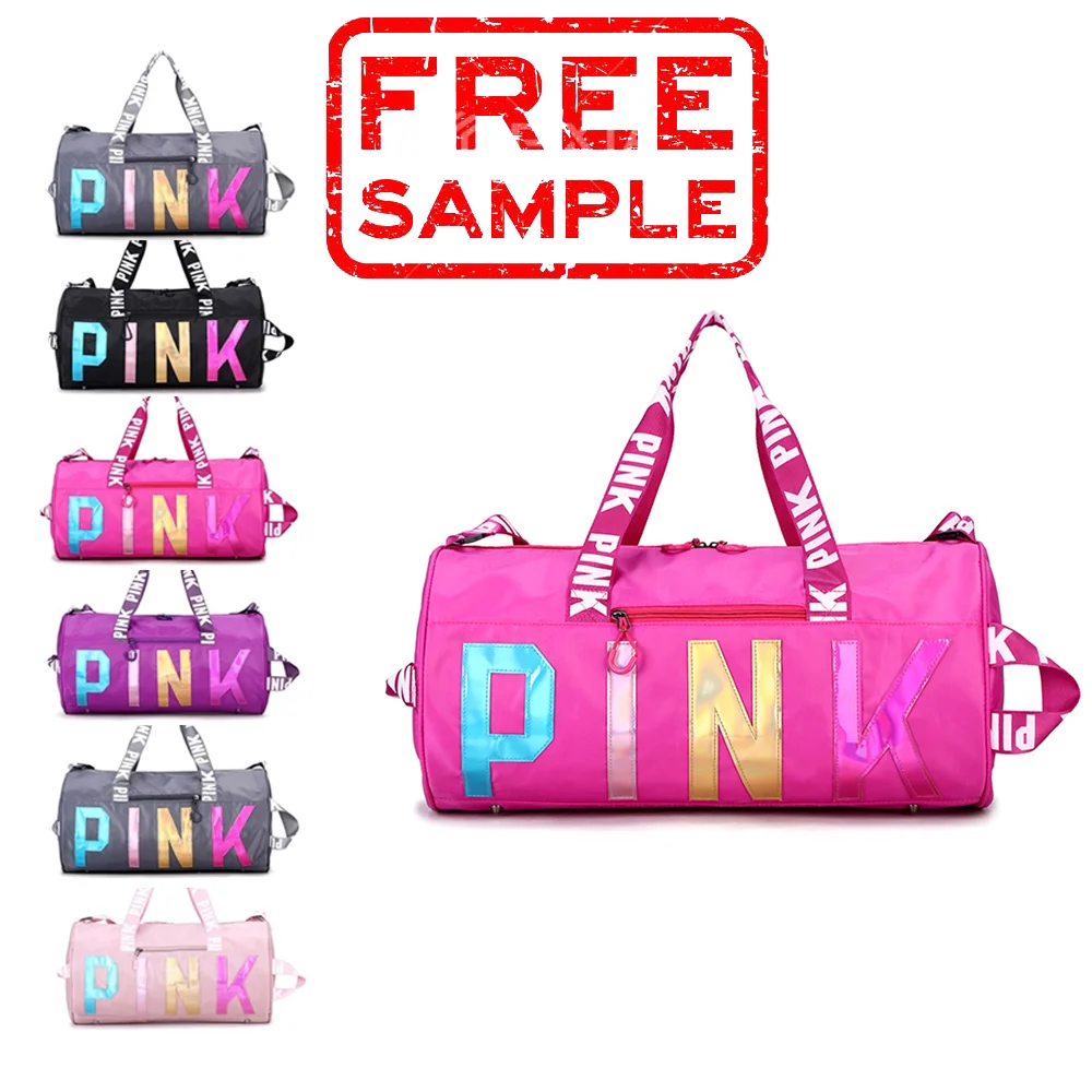 

Free Sample Foldable Pink Gym Bag Overnight Bag For Women Travel Waterproof Pink Duffel Bag Custom Logo, Pink,black,blue,orange,purple,red, yellow