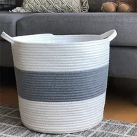 

Living Room Bathroom Decorative Woven Cotton Rope Basket with Handles for Books Magazines Toys