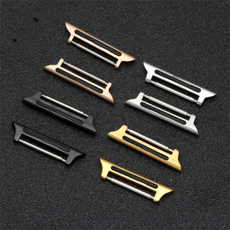 

20mm 24mm Silver Gold Rose Gold Black Watch Band Connector Adapter For Apple Watch 38mm 42mm, Gold/silver/rose gold/black