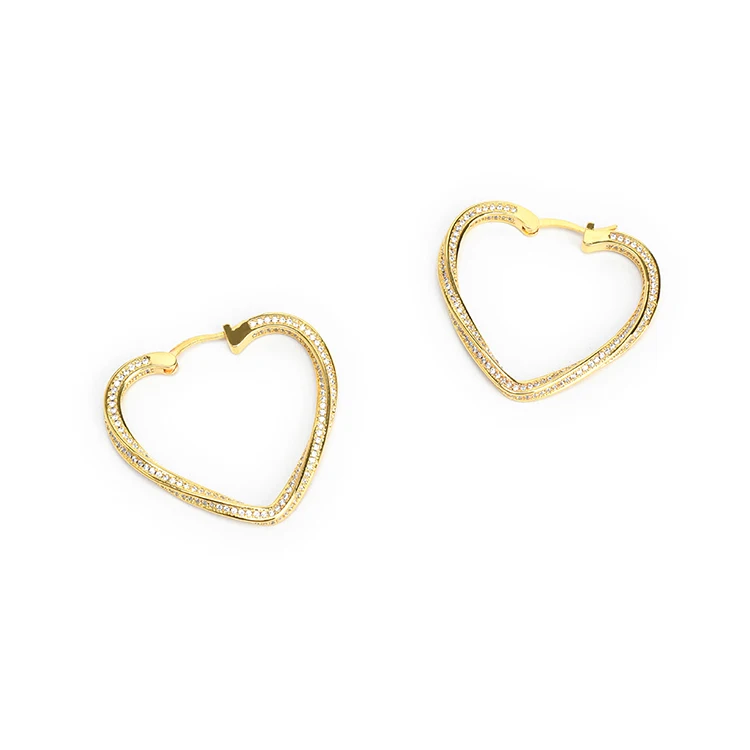 

Rose Gold CZ Zircon Brass Metal Earrings Jewelry for Women Heart-shaped Earring, Golden,silver