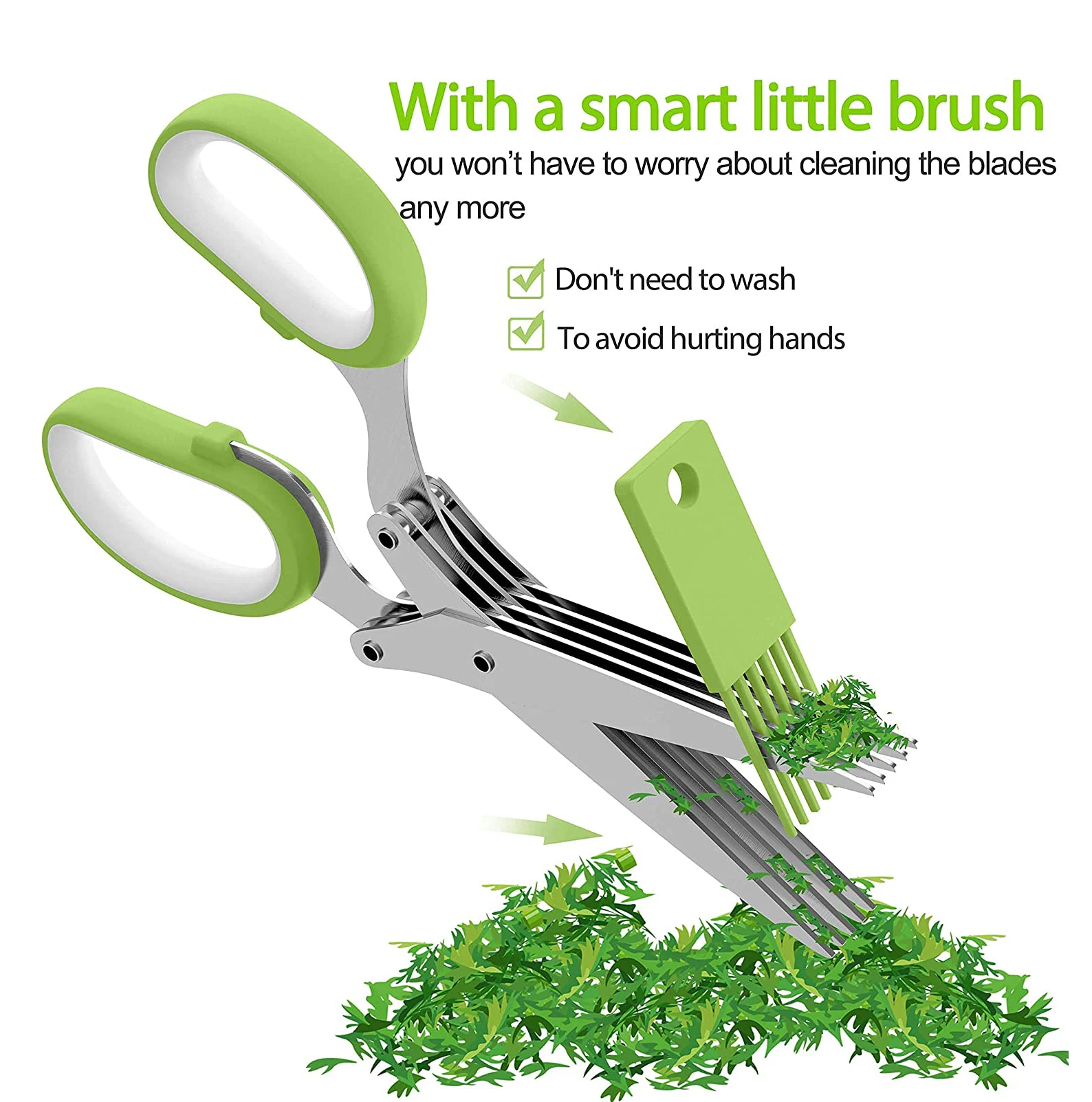 

Kitchen Gadget Multipurpose Sharp Kitchen Chopping Shear Stainless Steel Herb Scissors Set with 5 Blades