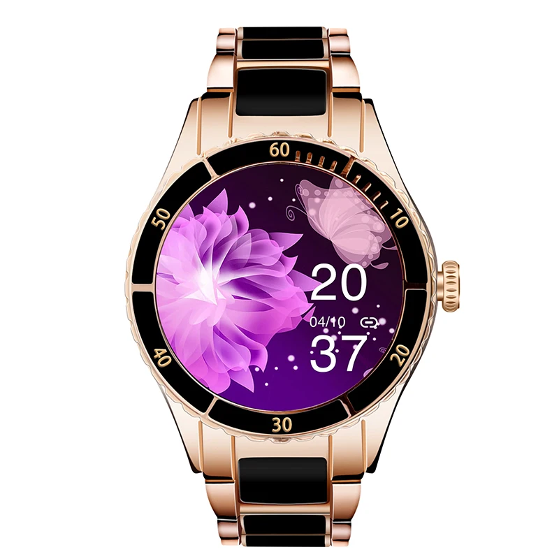 

SWOLLEN Z73 1.09 inch Round Screen Sleep Monitor Lady Girl Smart Watch Women's Sports Music Player DIY Custom Smartwatch, Black white