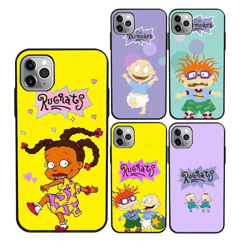 

Cartoon Rugrats premium tpu phone case for iPhone 12 11Pro Max 11 X XS XR XS MAX 8plus 8 7plus 7 6plus 6 5 5E case, Black