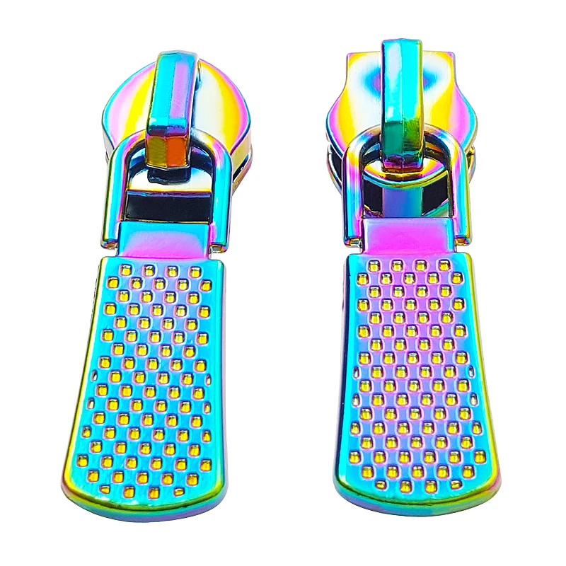 

New Product Free Sample Embossed Pattern Metal Zipper Sliders For Clothing Custom Zipper Pulls, Green bronze,etc