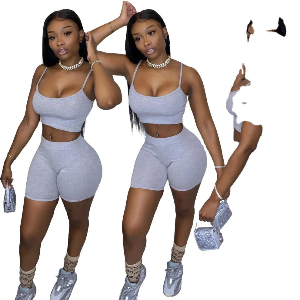 

Amazon top seller 2021 Women Outfit Breathable Two Piece Sport Jogging Sets Clothing Woman Biker Ladies Short, Picture