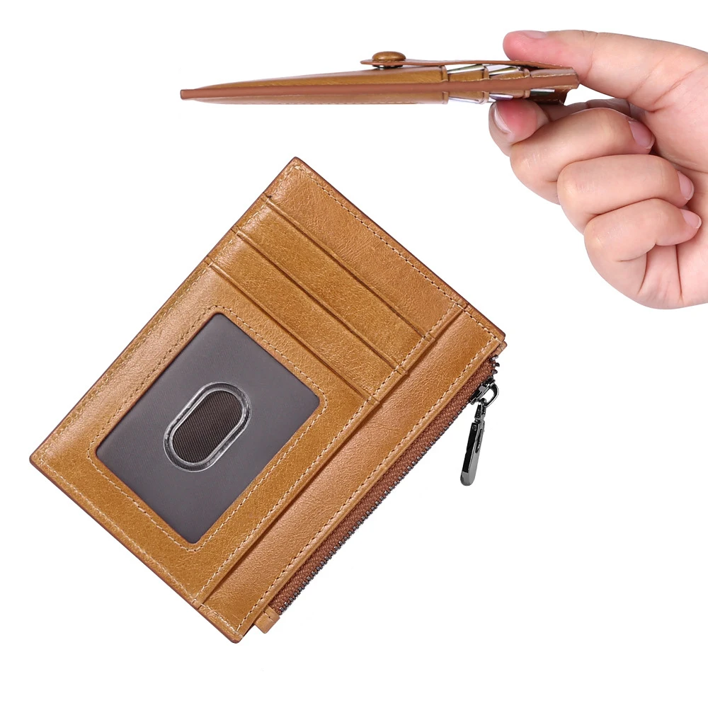 

Front Pocket Thin Slim Minimalist RFID Blocking Custom Leather Card Holder, Customized color