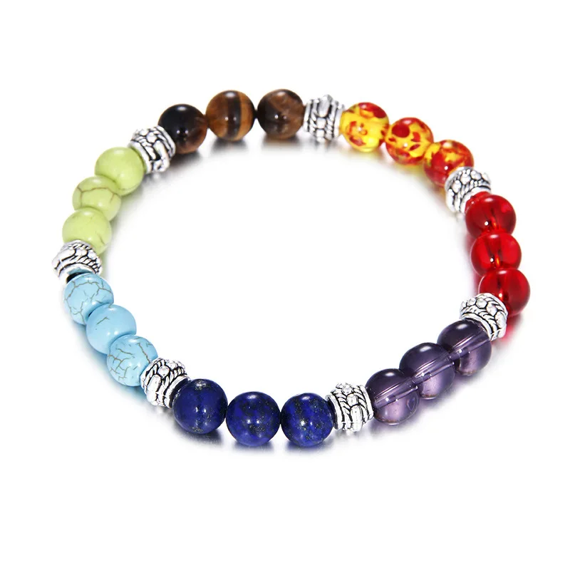 

2021 8MM Lovers Natural Stone Energy Yoga Bracelet Colorful Beaded Bracelets for Men Women Jewelry