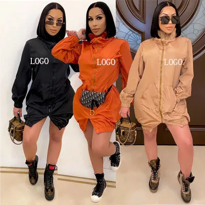 

Windbreaker Jacket Front Striped Printing Long Coat Women Fall Jackets Long Sleeve Winter Coat Casual Zipper Jacket