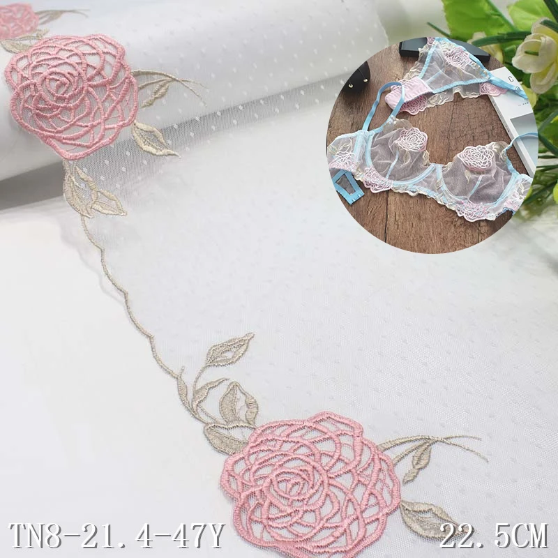 

Cheap Light Grey 23cm Mesh Embroidery Lace Trim Flower Embroidered Lace Fabric for Lingerie Underwear