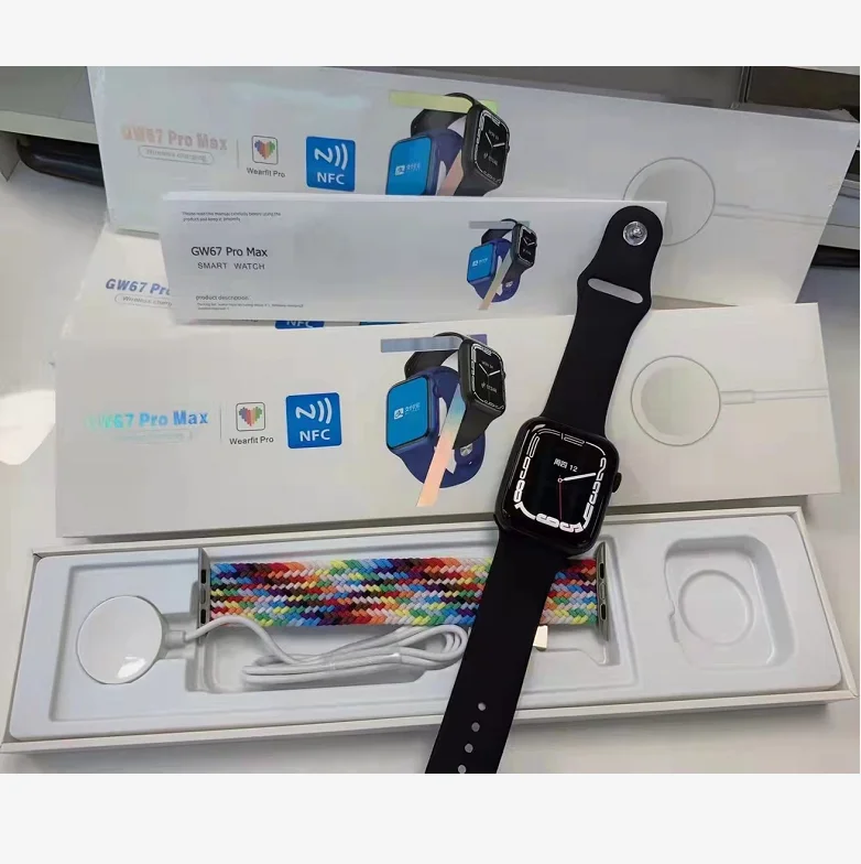 

Wholesale Support NFC GW67 PRO MAX PLUS HW57 Z37 W37 IWO7 HW22 series 7 reloj smart watch IP68 Waterproof smartwatch series 7, 4 colors