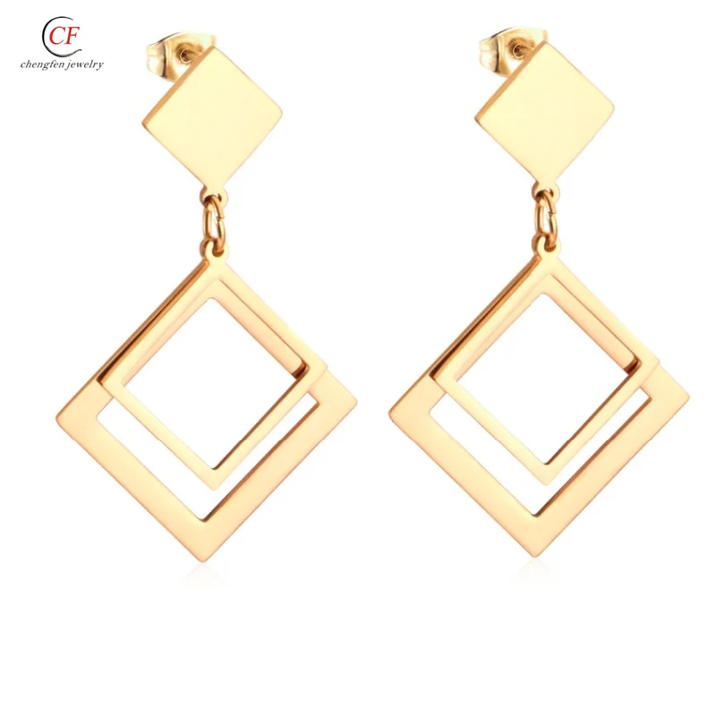 

Latest Fashion Stainless Steel Gold Plated Earring High Polished Charm Women's Earring