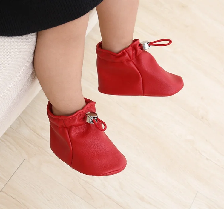 
Adjustable Design Soft Breathable Spring Autumn 0-1 Year Old Boys and Girls Baby Leather Casual Shoes Middle High Boots 