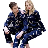 

China Wholesale plus size lovers nightgown short sleeve silk pyjamas Luxurious satin couples pajamas sets