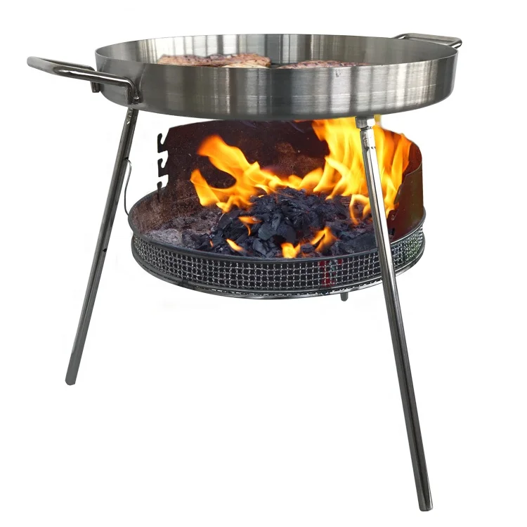 

Cookware Stainless Steel Flat Outdoor Grill Comales, Silver/black