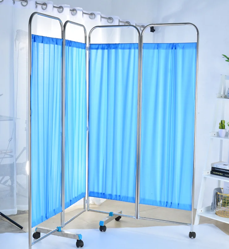 Medical Thickened Stainless Steel Screen Four Fold Clinic Partition