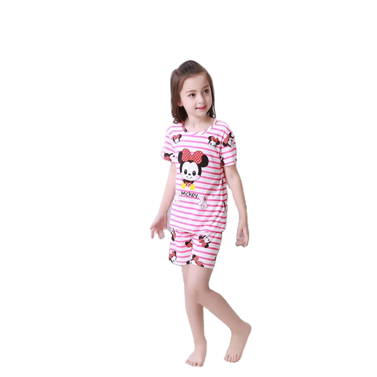 

Girls pajamas summer thin section cute super cute milk silk short-sleeved suit little girl children children's home clothing, Custom made