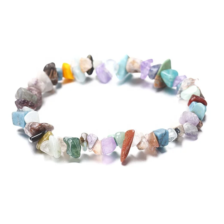 

Amazon Hot Selling Natural Crystal Stone Bracelet Chakras Wholesale Jewelry 2021, As photo